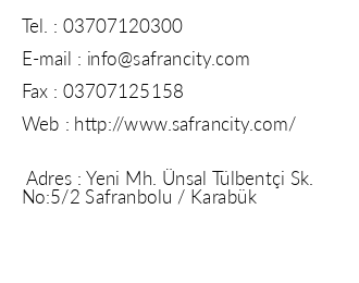 Safran City Hotel & Spa iletiim bilgileri